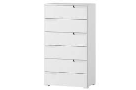 Santino white high gloss tall six-drawer chest with handle-free drawers