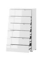 Santino white high gloss tall six-drawer chest with handle-free drawers