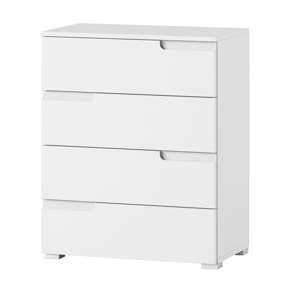 Santino white high gloss four-drawer chest with handle-free drawers