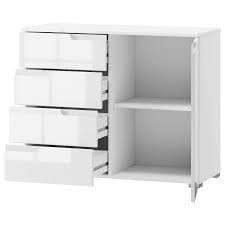 Santino white high gloss sideboard with four drawers and a cupboard