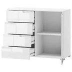 Santino white high gloss sideboard with four drawers and a cupboard