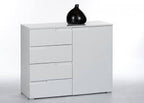 Santino white high gloss sideboard with four drawers and a cupboard