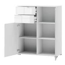 Santino white high gloss tall sideboard with two doors and two drawers