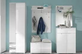 Santino white high gloss compact tall sideboard with drawer and two doors