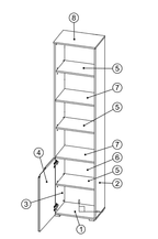 Santino tall narrow white bookcase with white gloss cupboard door