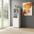 Santino white gloss short narrow bookcase with cupboard