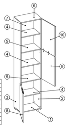 Santino tall narrow white gloss three-door storage cabinet