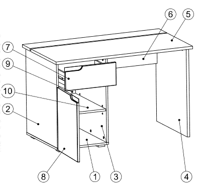 Santino white gloss computer desk with drawer and cupboard