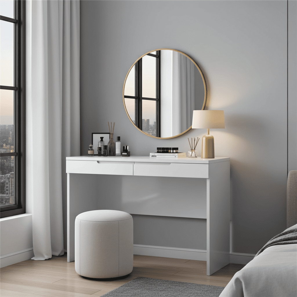 Santino white gloss two-drawer dressing table and desk