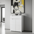 Santino white high gloss compact tall sideboard with drawer and two doors