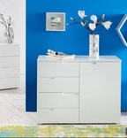 Santino white high gloss sideboard with four drawers and a cupboard