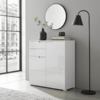 Santino white high gloss tall sideboard with two doors and two drawers