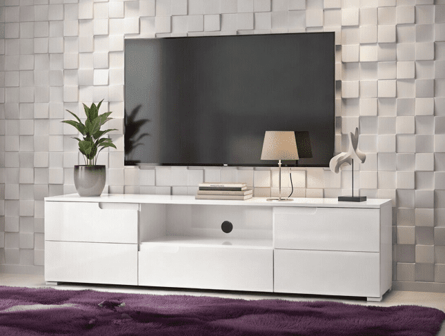 Santino white high gloss 165cm TV cabinet with drawer and doors