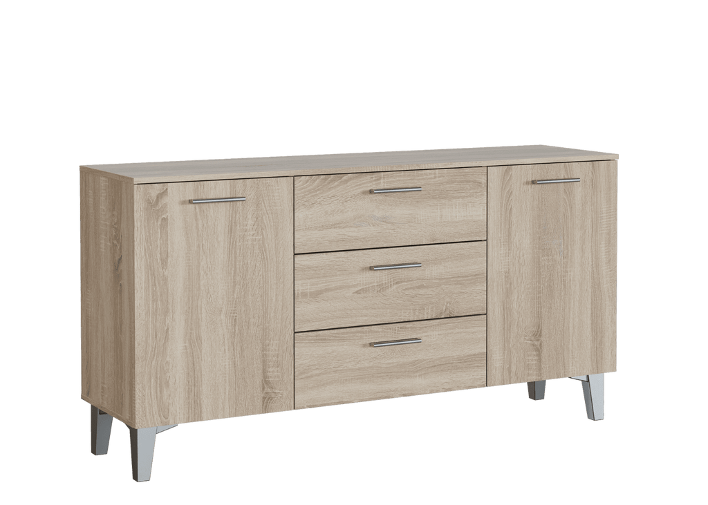 Santino Sonoma oak effect wide sideboard with two doors and three drawers