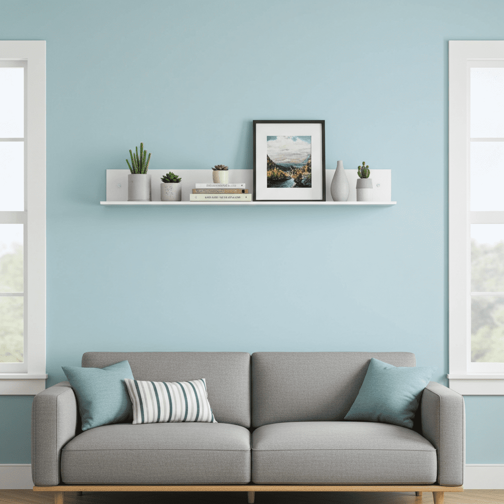 Santino white gloss long floating wall shelf