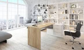 Siena Oak & White Corner Desk with Drawers & Shelf