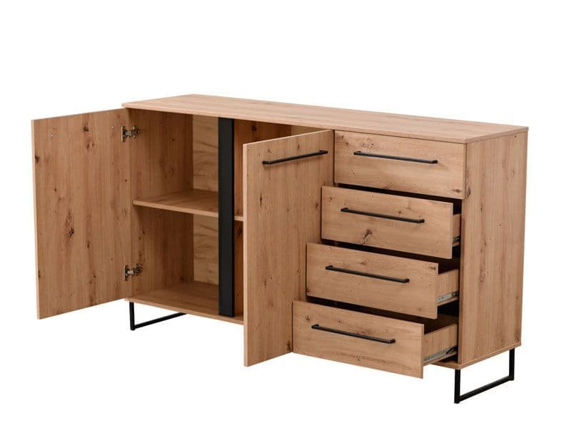 Sorrento Rustic Oak Sideboard – 2 Doors & 4 Drawers