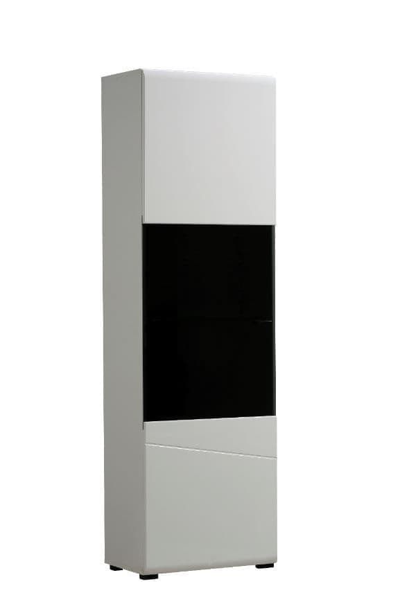 Terrento White Gloss Tall Slim Display Cabinet