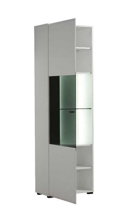 Terrento White Gloss Tall Slim Display Cabinet