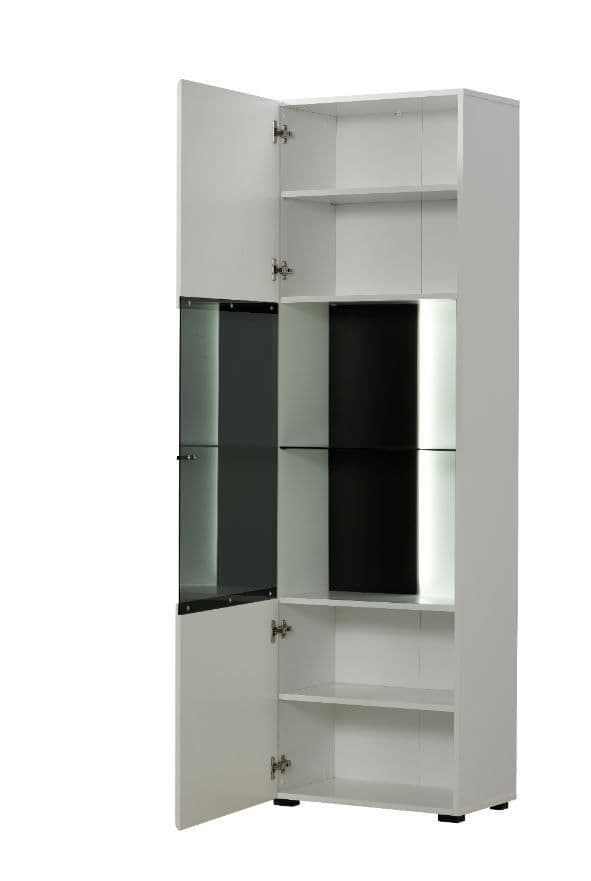 Terrento White Gloss Tall Slim Display Cabinet