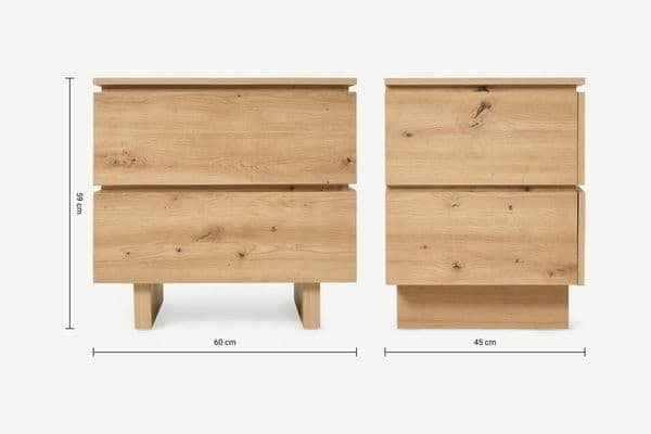 Texas artisan oak effect two-drawer bedside table