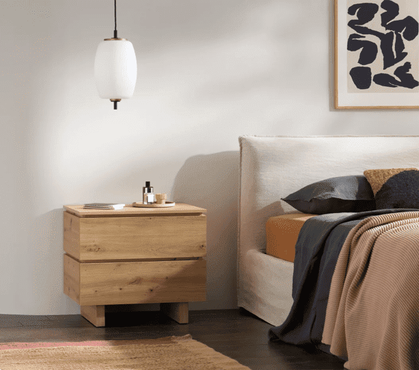 Texas artisan oak effect two-drawer bedside table
