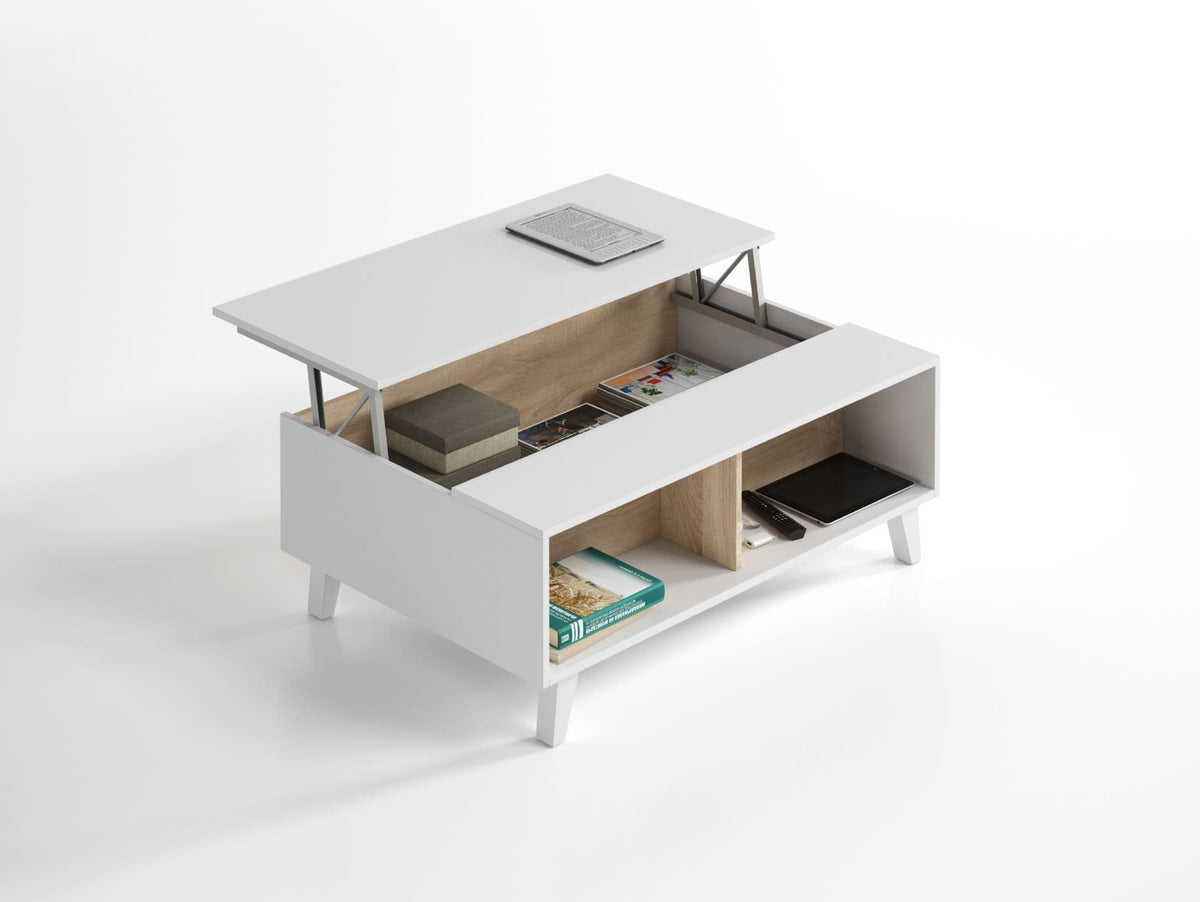Toris Oak & White Lift-Up Coffee Table