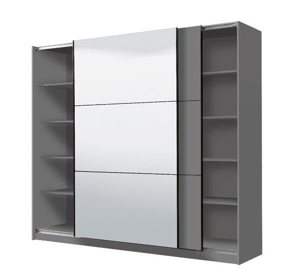Valentina graphite grey 220cm sliding wardrobe with mirrored door