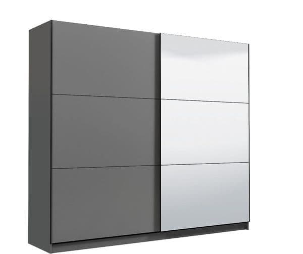 Valentina graphite grey 220cm sliding wardrobe with mirrored door