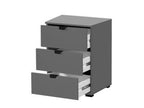 Valentina graphite grey three-drawer bedside table