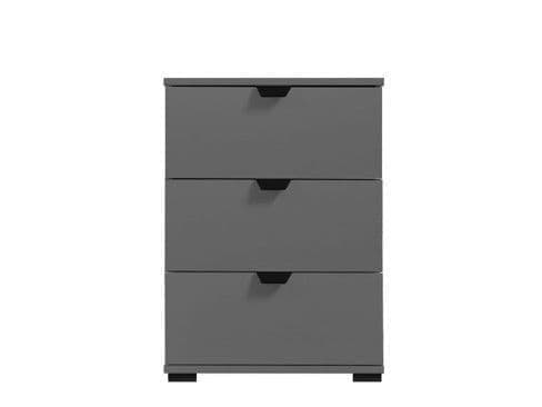 Valentina graphite grey three-drawer bedside table