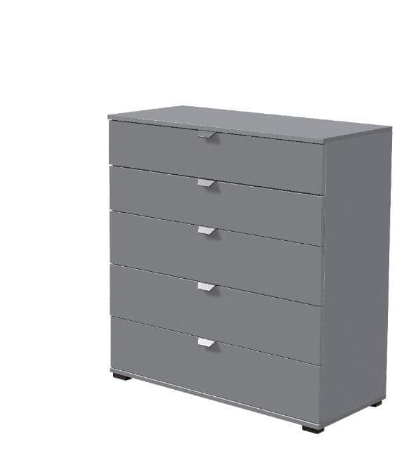 Valentina graphite grey wide five-drawer chest