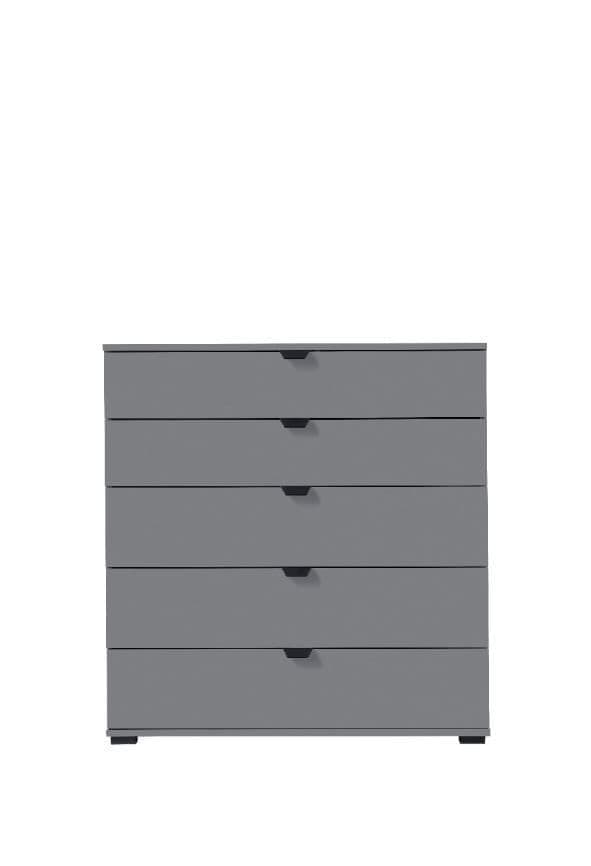 Valentina graphite grey wide five-drawer chest