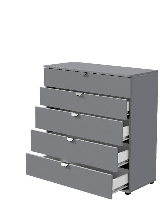 Valentina graphite grey wide five-drawer chest