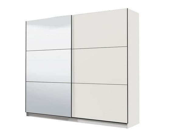 Valentina matt white 220cm sliding wardrobe with mirrored door