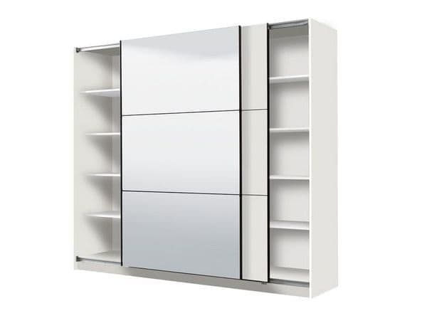 Valentina matt white 220cm sliding wardrobe with mirrored door