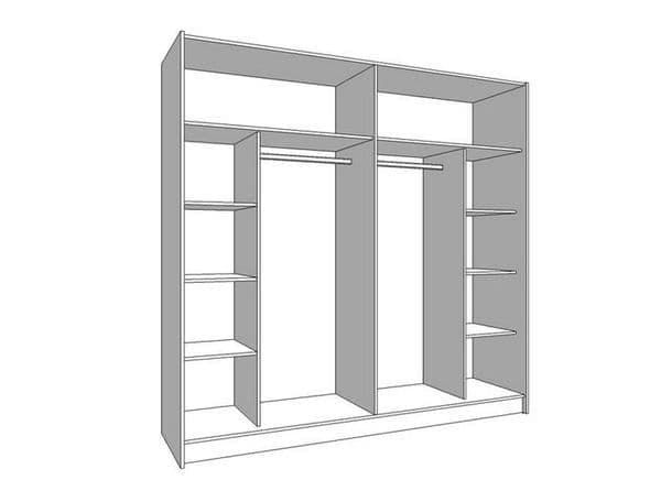 Valentina matt white 220cm sliding wardrobe with mirrored door