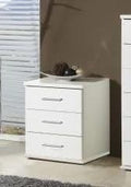 Venice alpine white three-drawer bedside table