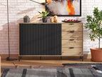 Vilamoura Artisan Oak & Black Sideboard – 2 Doors & 4 Drawers