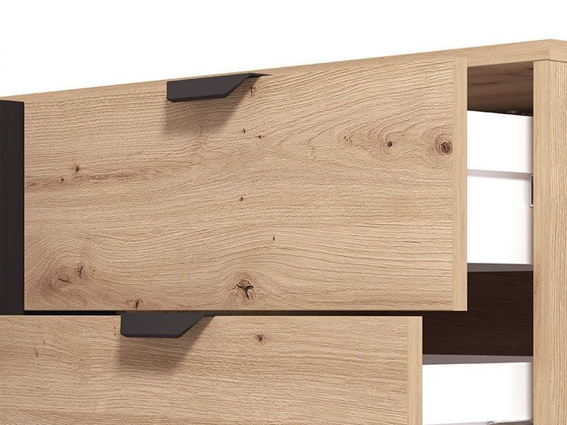 Vilamoura Artisan Oak & Black Sideboard – 2 Doors & 4 Drawers