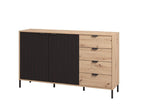 Vilamoura Artisan Oak & Black Sideboard – 2 Doors & 4 Drawers