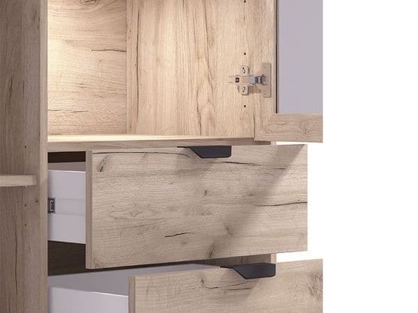Vivea Grey Oak & Cashmere Slatted Tall Display Cabinet
