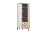 Vivea Grey Oak & Cashmere Slatted Tall Display Cabinet