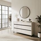 Zavaro cashmere extra-wide six-drawer chest with black metal legs