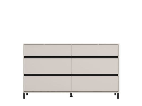Zavaro cashmere extra-wide six-drawer chest with black metal legs