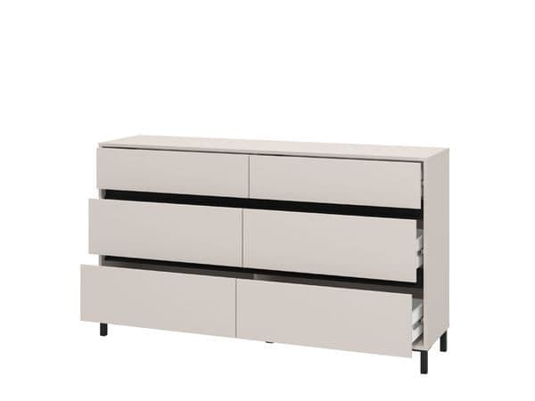 Zavaro cashmere extra-wide six-drawer chest with black metal legs