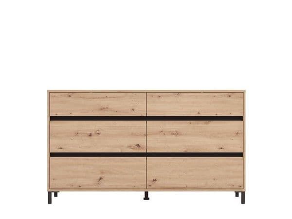Zavaro Oak Effect Extra-Wide Chest – 6 Drawers