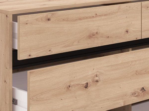 Zavaro Oak Effect Extra-Wide Chest – 6 Drawers