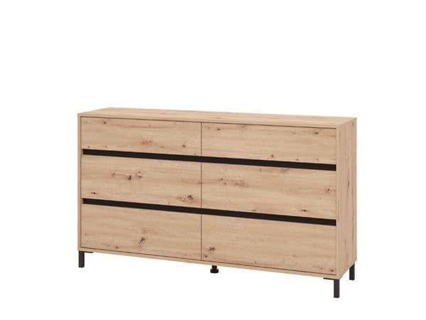 Zavaro Oak Effect Extra-Wide Chest – 6 Drawers